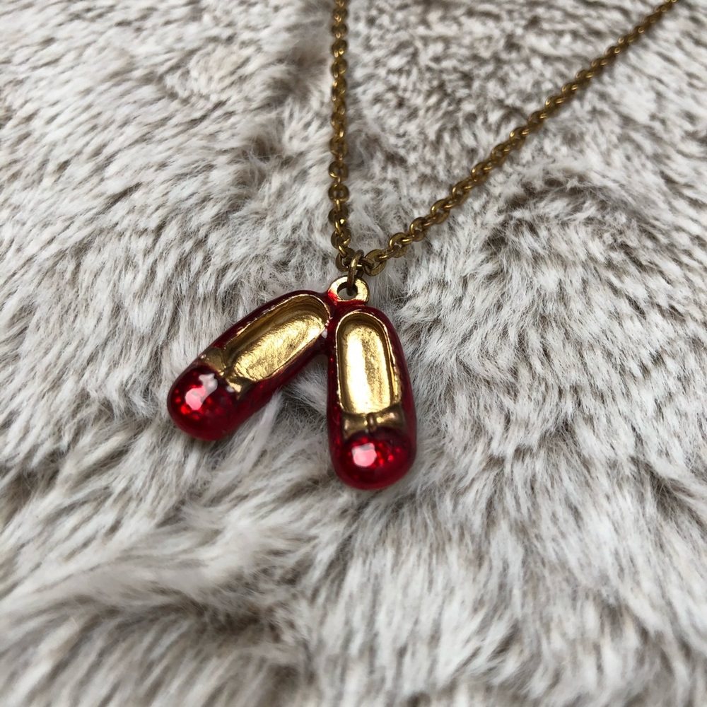 Oz Ruby Red Slippers Charm Necklace